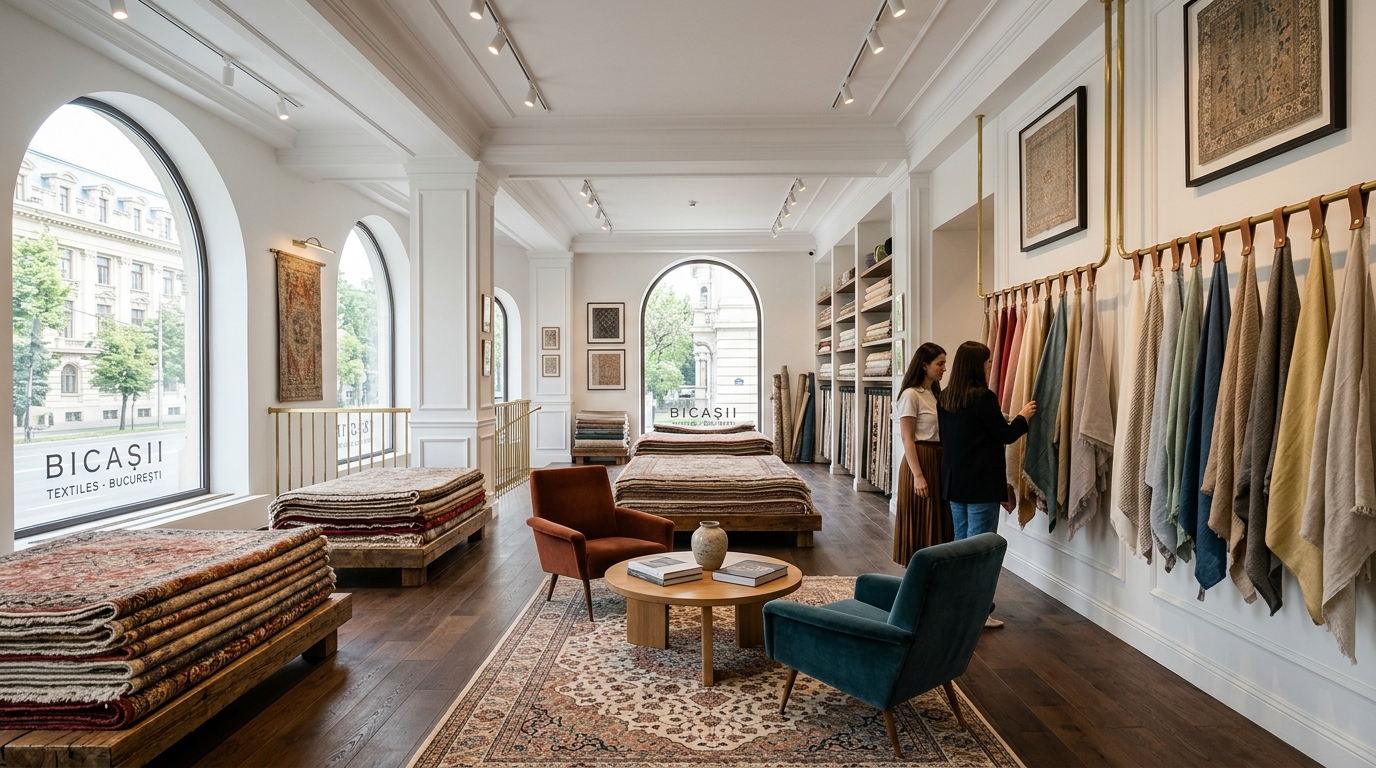 Showroom-ul de covoare manuale Nepali Hastakala din Kiseleff București